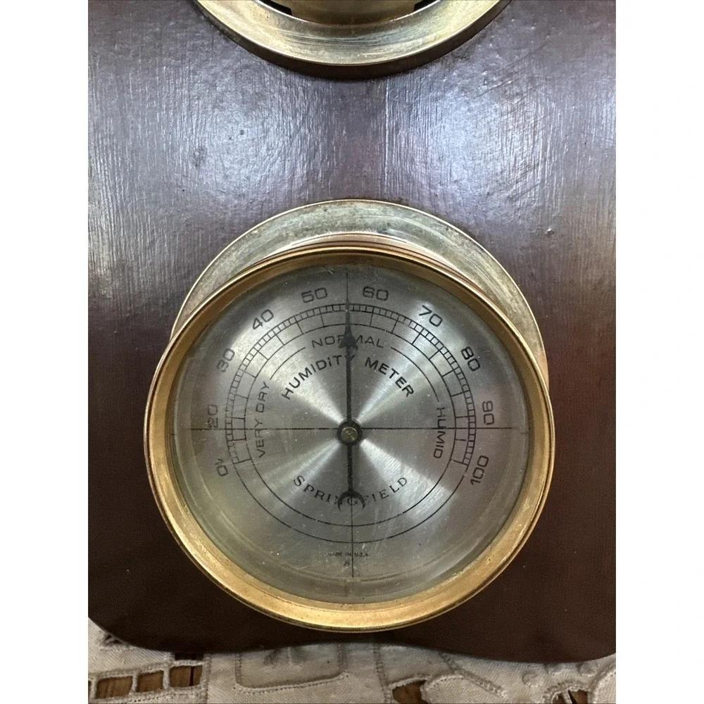 Vintage MCM Springfield Eagle Top Thermometer Barometer Humidity Weather Station